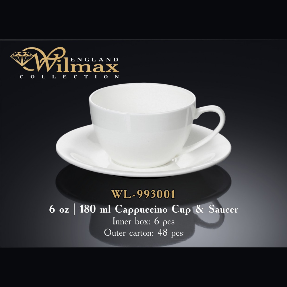 Чашка для капучино&блюдце Wilmax 180 мл WL-993001 / AB