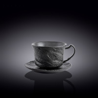 Чашка чайна з блюдцем WILMAX SLATESTONE BLACK 180 мл WL-661151 / A