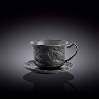 Чашка чайная с блюдцем WILMAX SLATESTONE BLACK 250 мл WL-661152 / A